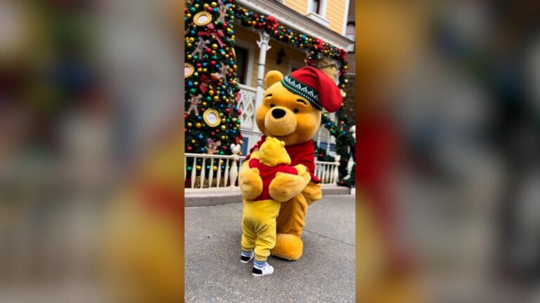 WATCH:  Adorable toddler meets Winnie the Pooh while dressed as the beloved character