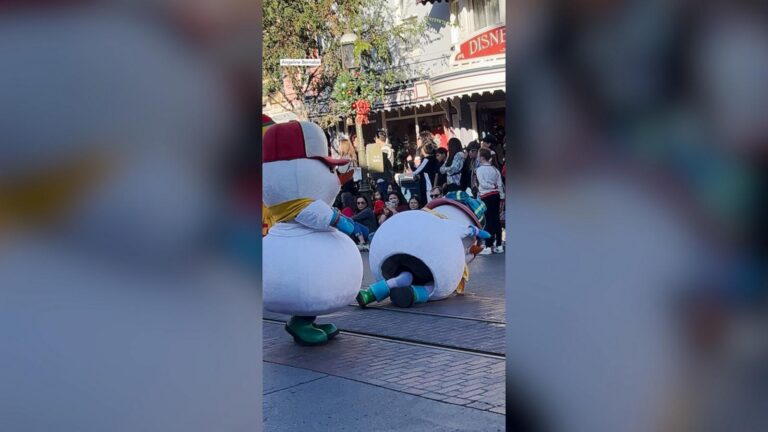 WATCH:  Adorable Disney snowman takes a tumble during Disneyland parade