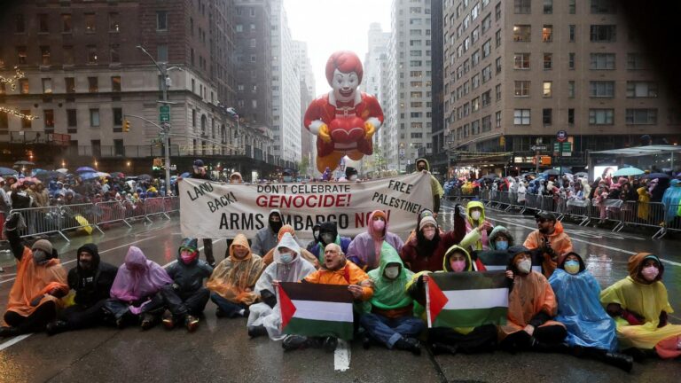 Pro-Palestinian protesters arrested for interrupting Thanksgiving parade