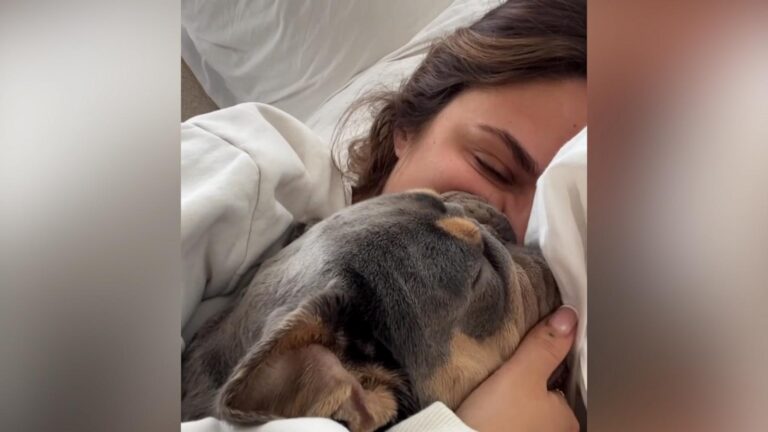 WATCH:  Frenchie is hilariously obsessed with his mom, won’t let her in the bath without him