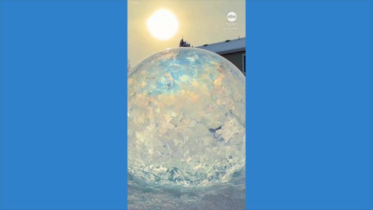 WATCH:  Soap bubbles freeze over during icy weather