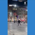 WATCH:  Skater plays hockey on icy Canal Street in New Orleans