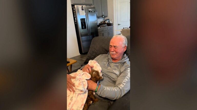 WATCH:  Family surprises dad with puppy after he loses his mom