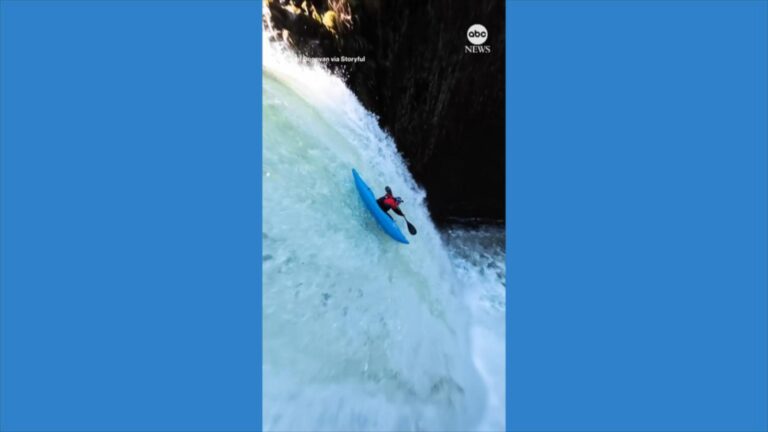 WATCH:  Extreme kayaker plunges almost 100 feet down waterfall