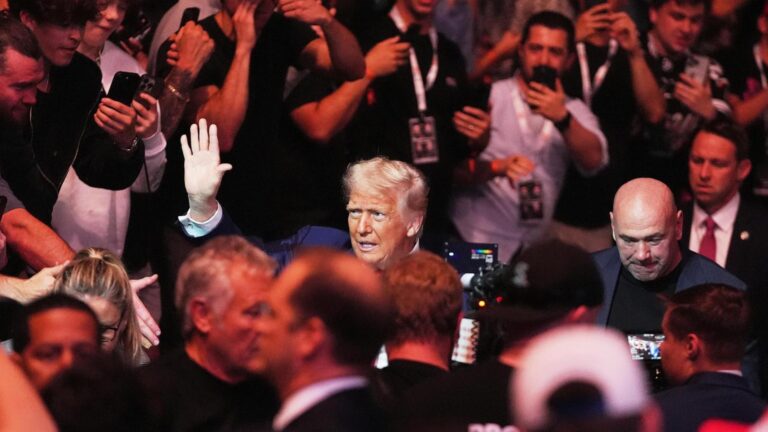 Trump attends UFC championship fight in NJ, taking a break from politics, Musk feud
