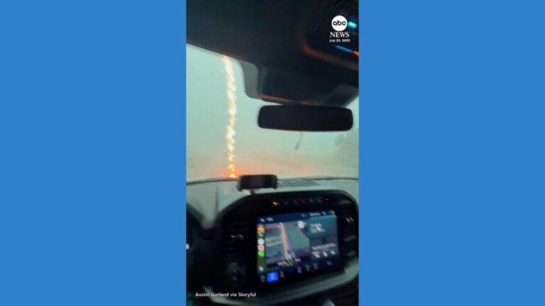 WATCH:  Lightning strikes hood of a car on Texas highway