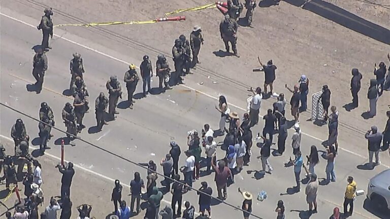 Federal agents clash with protesters during ICE raid at Southern California farm